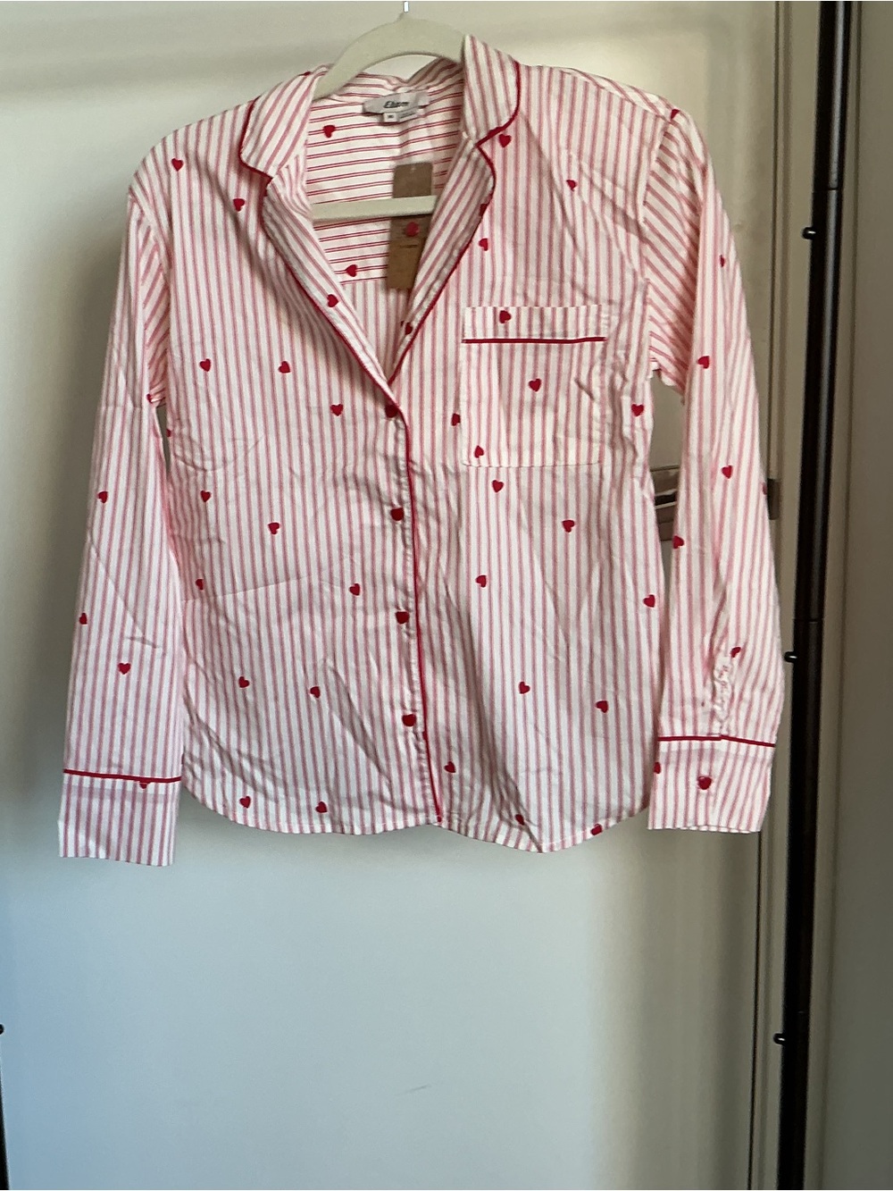 Classic Stripe & Heart Pajama Top and pants  - Pink/Red
